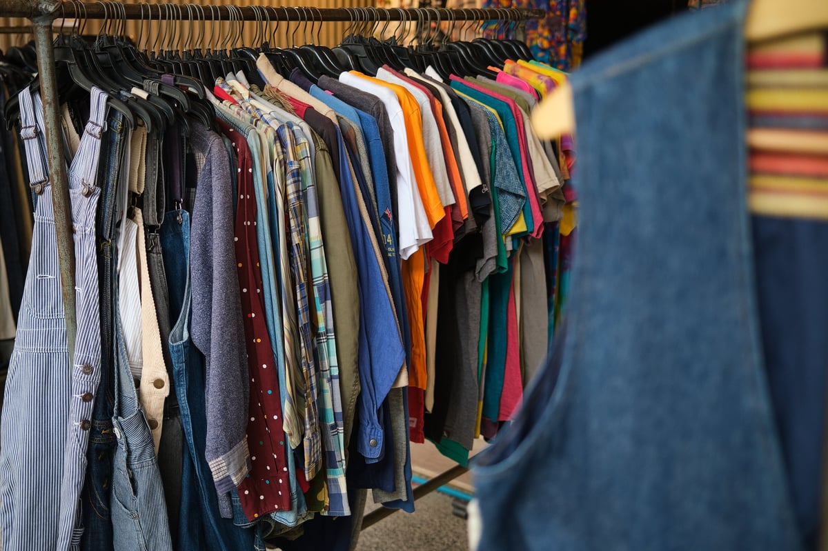 Concept of sustainable shopping and circular fashion with plants